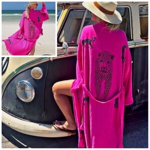 LEOPARD PINK LONG KAFTAN/KIMONO 🌟HOST PIC🌟